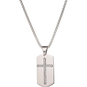 Eye Candy Los Angeles Mens Samuel Cross Dogtag Pendant Necklace in Silver at Nordstrom Rack