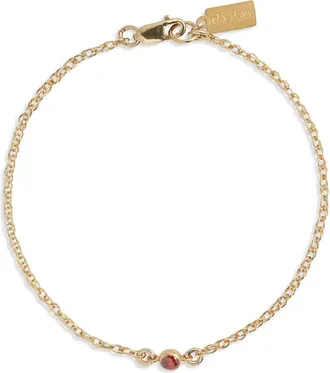 Set & Stones Cubic Zirconia Birthstone Pendant Bracelet in Gold/july at Nordstrom