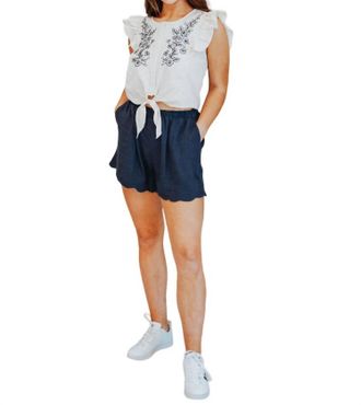 She + Sky Talk Flirty To Me Crop Top In Yellow