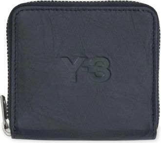 Yohji Yamamoto Zwarte Portemonnee met Logo Gravure - Heren - Portefeuilles - Zwart - ONE Size - Leer - Accessoires