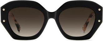 Carolina Herrera Her 53mm Gradient Square Sunglasses in Black/Brown Sf at Nordstrom