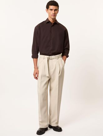 Reiss Stone Monogram Relaxed-fit Belted Trousers, 36