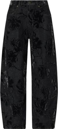 Liu Jo Pantalon Over Antracita Est Floral - Dames - Loose Fit Jeans - Zwart - W25 - Katoen - Jeans
