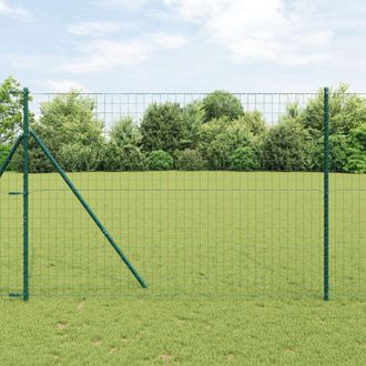 Berkfield Home Euro Fence with 7 Posts 1.6x10 m Galvanised Steel Green in Silver