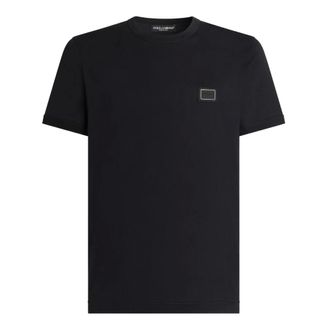 Dolce & Gabbana T-shirt con placchetta logo - - Tops - Uomo - Blu - L
