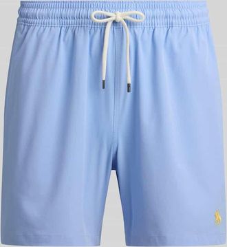 Ralph Lauren Badeshorts mit Logo-Stitching Modell TRAVELER in Hellblau, Gr&ouml;&szlig;e XXL