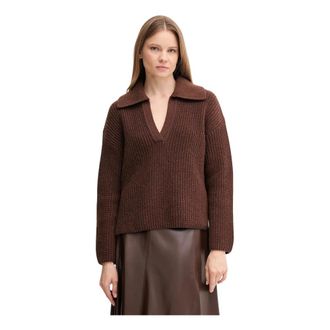 Barbour Robyn V-neck Trui - Dames - V-hals truien - Bruin - 2XL - Katoen - Truien & Vesten