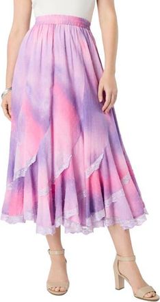 Roaman's Plus Size French Skirt in Lavender Soft Mist at Nordstrom, Size 20