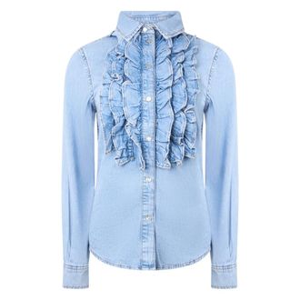 Moschino Elegant blouse with front gathering - female - Moschino - Shirts - Blue - XL - Blouses & Shirts