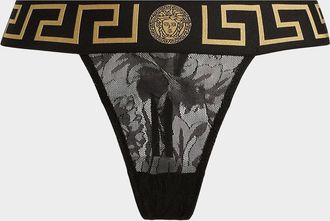 Versace Perizoma Greca Jacquard Thong