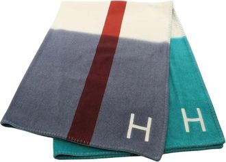 Hermès Coperta a righe H Dye anni 2010 - Blu