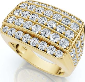 Pompeii3 3Ct Wide Diamond Mens Ring 14k White or Yellow Gold Lab Grown