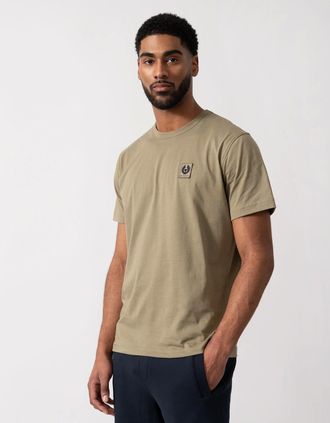 Belstaff Mens Belstaff Mens Short Sleeved Logo Patch T-Shirt - Fatigue Green - Tan - Size: 40