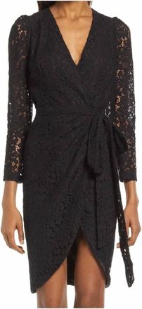 Bardot Lace Long Sleeve Dress In Black