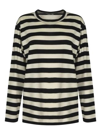 Junya Watanabe Gestreept T-shirt met lange mouwen - Zwart