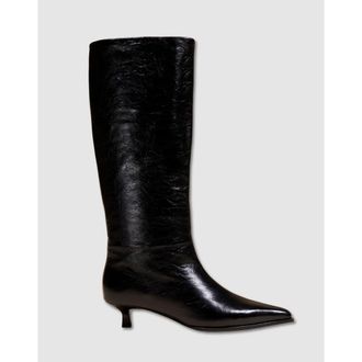 Mi-Mai Vivienne Low Heel Crinkled Boots in Black at Nordstrom, Size 10