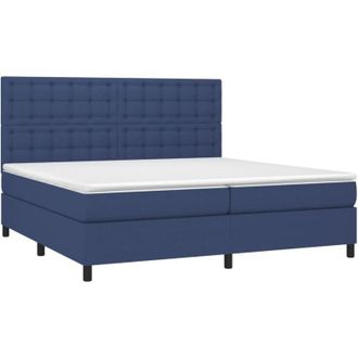 vidaXL Cama Box Spring Con Colch&oacute;n Tela Azul 200x200 Cm Vidaxl