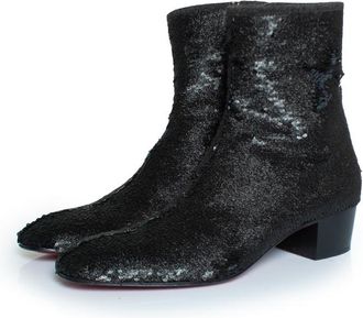 Christian Louboutin Pre-owned Mens Huston glitter ankle boots - Black Leather - Size EU 44