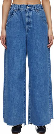 Moussy Ivy Relax Wide Leg Jean In Blue