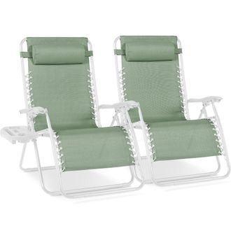 Best Choice Products Set of 2 Extra Wide Zero Gravity Lounge Chair Recliners w/ Cup Holder