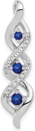 Diamond2Deal 14k White Gold Diamond and.26 Sapphire Twisted 3-stone Chain Slide