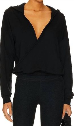 Beyond Yoga Cross Your Heart Pullover Hoodie In Black
