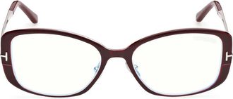 Tom Ford 54mm Rectangular Optical Glasses in Burgundy Enamel /Palladium at Nordstrom