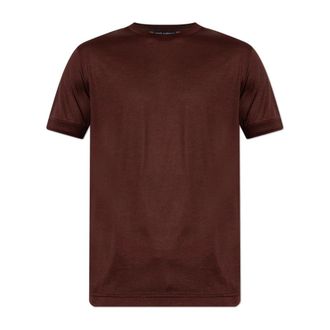 Dolce & Gabbana Tops, Heren, Rood, XL, Zijden T-shirt met Logopatch