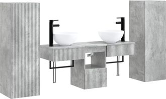 vidaXL Juego De Muebles De Ba&ntilde;o 5 Uds. Gris Hormig&oacute;n Vidaxl