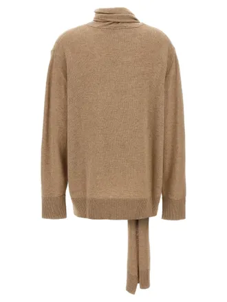 Stella McCartney Cashmere and Wool with Scarf Detail Sweater - Camel