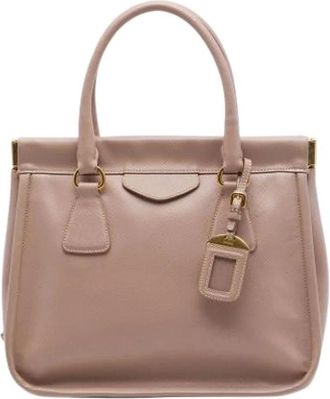 Prada Pre-owned Saffiano Leren Tote - Dames - Vintage Handtas - Bruin - ONE Size - Leer - Vintage