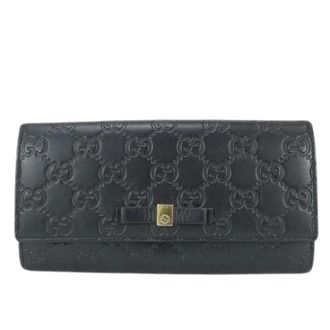 Gucci Pre-owned Wallets, female, Black, Size: ONE SIZE Pre-owned Guccissima Leather Long Wallet