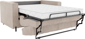 Vente-Unique Sof&aacute; cama de 3 plazas de apertura r&aacute;pida de tela texturizada beige - Cama de 140 cm - Colch&oacute;n de 14 cm - ELORYA