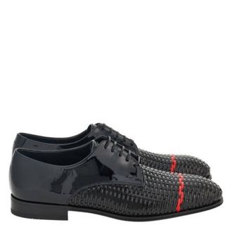 Ferragamo Woven Leather Derby Shoes, Size 9 E