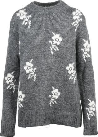 Jil Sander Floral-Embroidered Crewneck Sweater In Medium Grey
