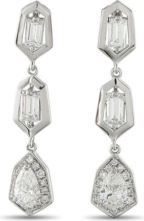 Luxury Bazaar 18K White Gold 1.70 ct Diamond Geometric Drop Earrings AER-19827