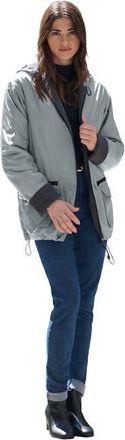 Roaman's Plus Size Hooded Nylon Jacket in Gunmetal at Nordstrom, Size Medium