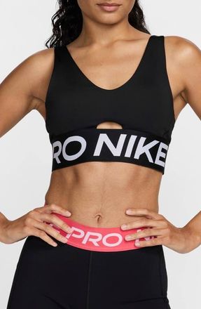 Nike Pro Indy Dri-FIT Sports Bra in Black/White/White at Nordstrom, Size Xx-Large Regular