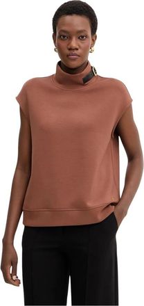 Karl Lagerfeld Stretch Knit Blouse - Dames - Blouses - Bruin - M - Polyester - Overhemden