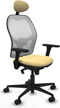 Piqueras y Crespo Jorquera Sincro Malla Blanca Similpiel Crema Brazos 3d Base Nailon Cabecero Fijo Ruedas 65mm Nailon