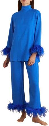 Sleeper Royal Blue Feather Top and Trouser Set Size XS