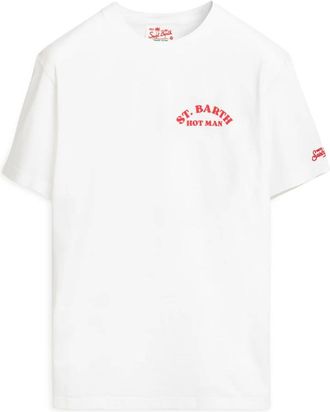 MC2 Saint Barth T-Shirts, male, White, Size: 2XL Patterned Logo Man T-shirt