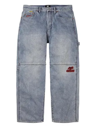 SUPREME x Fox Racing logo-detailed jeans - Blue