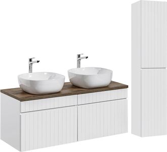 Petits Meubles Conjunto mueble doble lavabo 120cm tableros laminados blanco