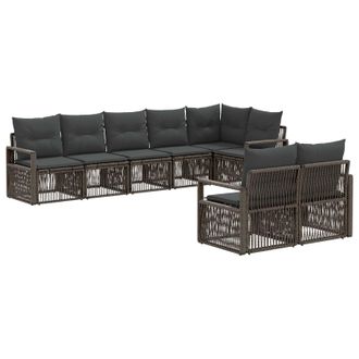 vidaXL Conjunto De Sof&aacute;s De Jard&iacute;n 8 Pcs Gris Rat&aacute;n Sint&eacute;tico Vidaxl