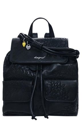 Desigual Mini Floral Embossed Convertible Backpack in Black at Nordstrom