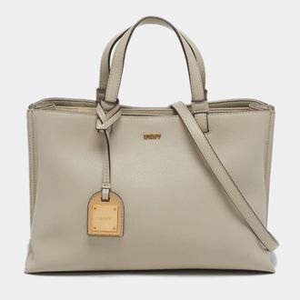 DKNY Dkny Alya Medium Taupe Leather Satchel