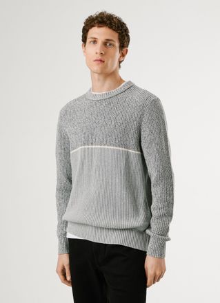 Pepe Jeans London Strickpullover PEPE JEANS PENN, Herren, Gr. XXL, grau (marl grau), Strick, Obermaterial: 100% Baumwolle, mehrfarbig, regular fit, Rundhals, Rippstrick