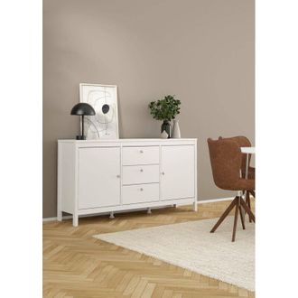 Dmora Dmora - Aparador Lisiane, Buf&eacute; De Sal&oacute;n, Aparador De Sal&oacute;n, Despensa De Cocina, 151x38 H80 Cm, Blanco