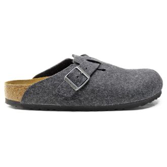 Birkenstock Boston Wool Unisex Slides Sandals - Anthracite - Size:UK 10.5